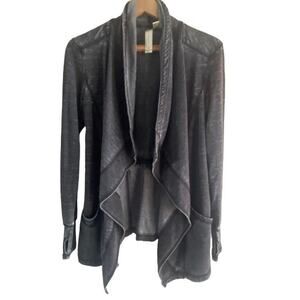 Halcyon Gray Open Front Cardi Sweatshirt Acid Wash Sz‎ S